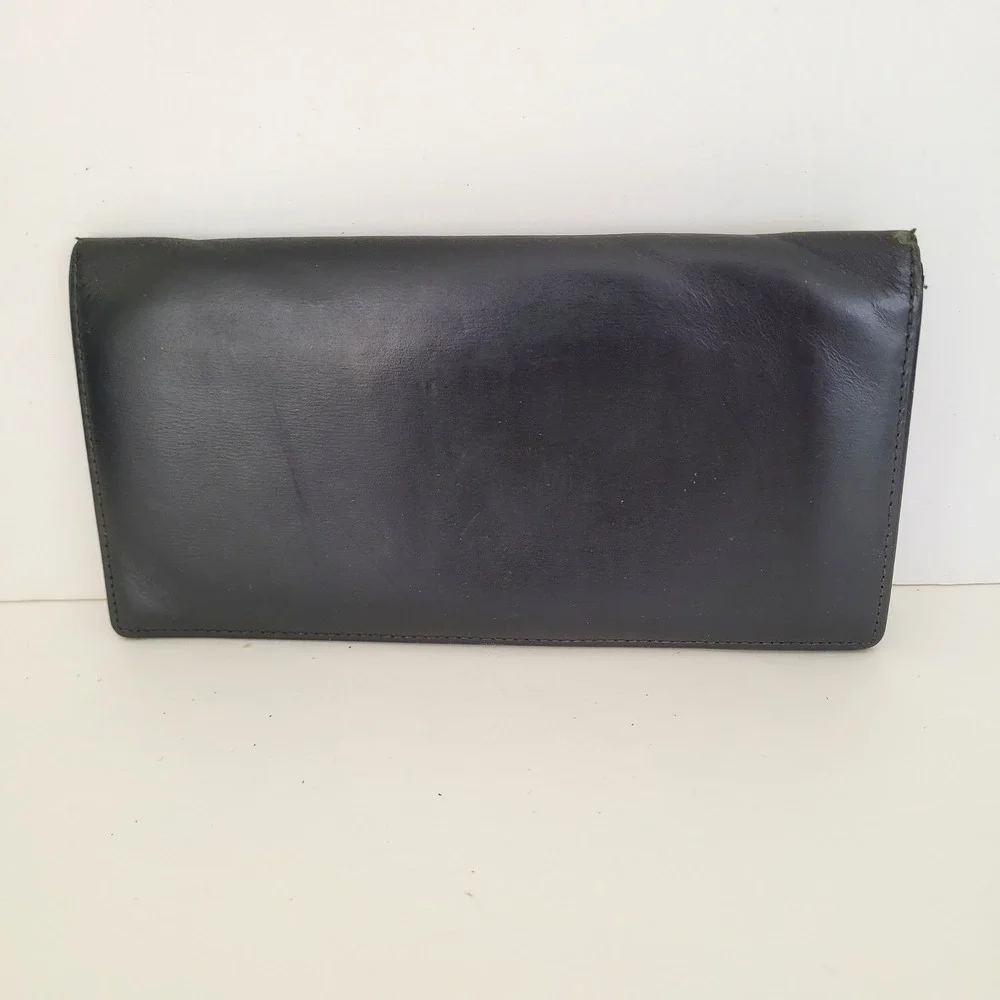 Cartier Paris Vintage Black Leather Long Bifold Wallet Made in Spain EPFL